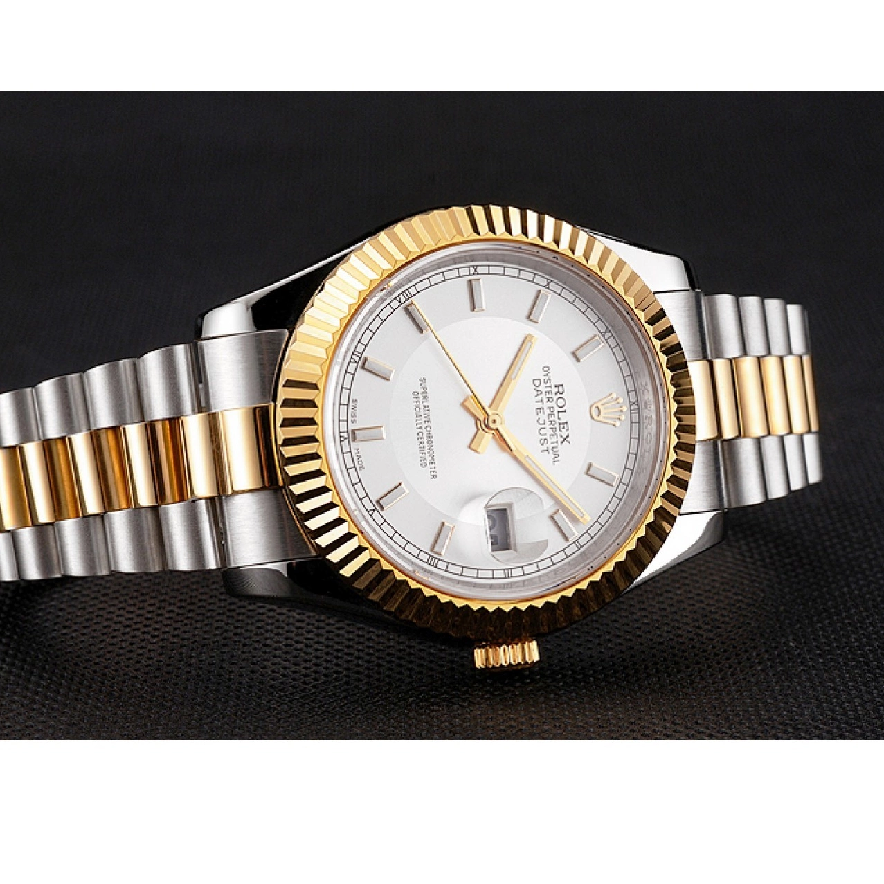 Aaa replica watch Bezel Gold Stainless Dial Swiss Two Rolex Gold Steel Bracelet Tone Datejust Case White 0525